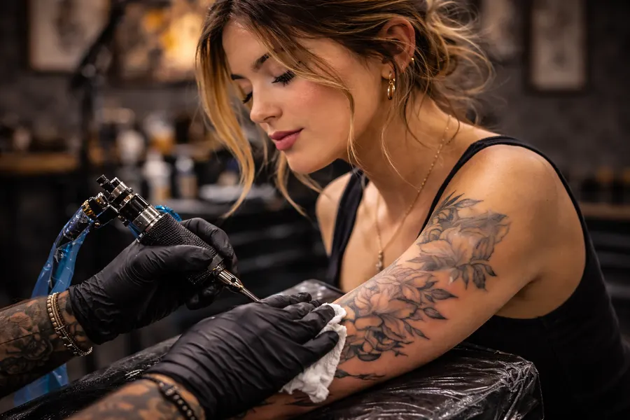 Tattoo artist at work